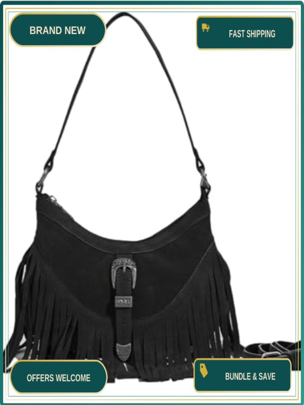 Mini Faux Suede Fringe Shoulder Bag Western Boho Style